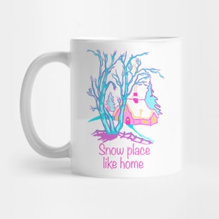 There is snow place like home winter wonder nostalgic teal pink and purple illustration. Mug